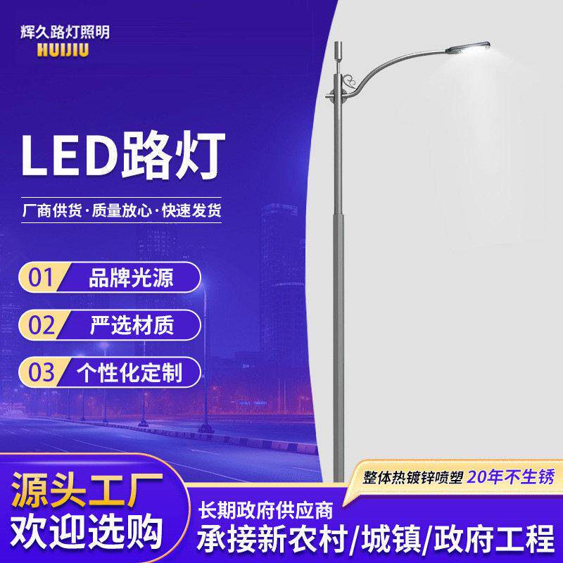 杆灯led灯投光灯一体化6米8米道路建设灯带户外灯照明路灯防水