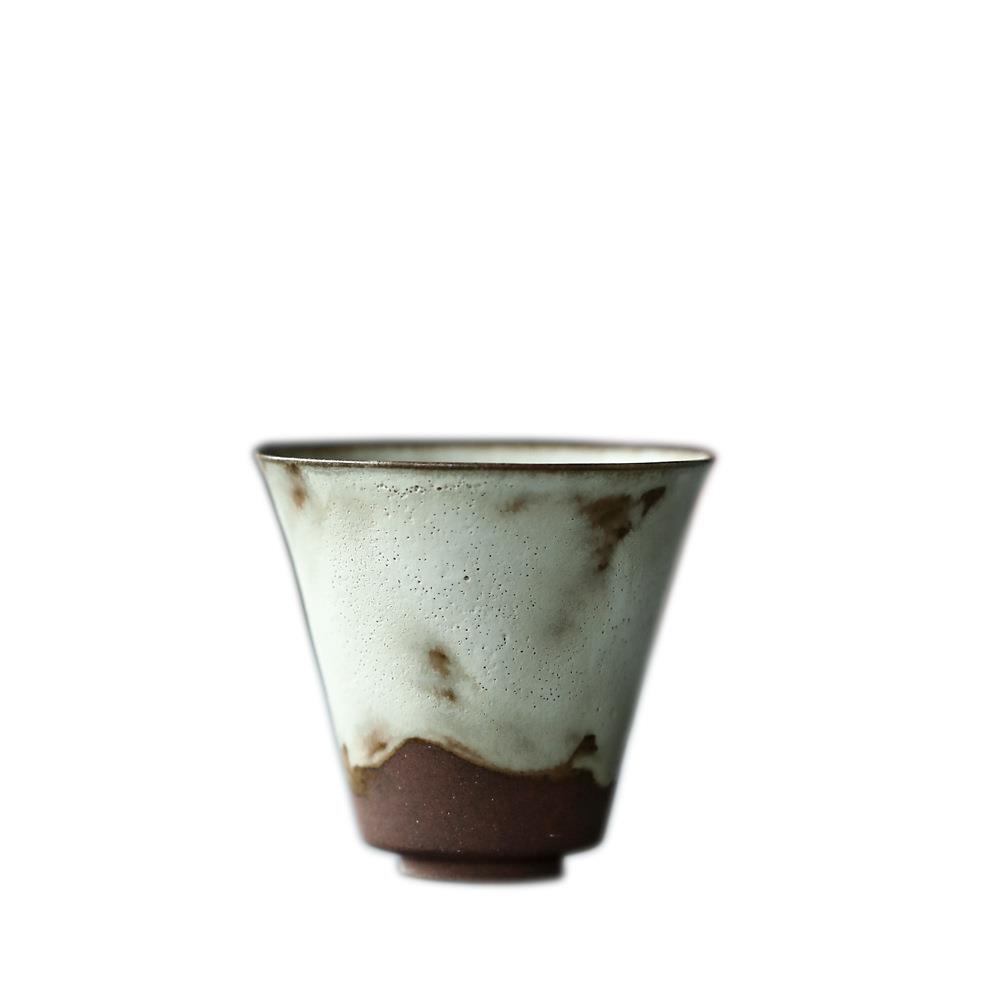 粉引日式紫砂原矿志野烧开片小斗笠杯直口杯陶瓷主人杯单个