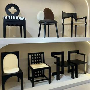 古风餐桌椅子法式 复设古实BUG木餐椅诧寂风家用计中高师颜值靠背