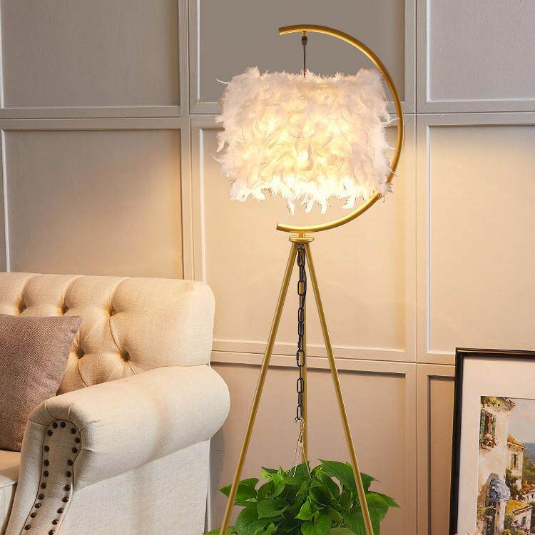 羽毛落地灯直播间装饰沙发客厅卧室温馨少女心公主浪漫立式台地灯