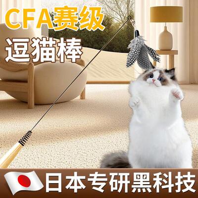 猫玩具CFA赛级逗猫棒幼猫斑点羽毛替换头耐咬猫用品猫咪玩具大全