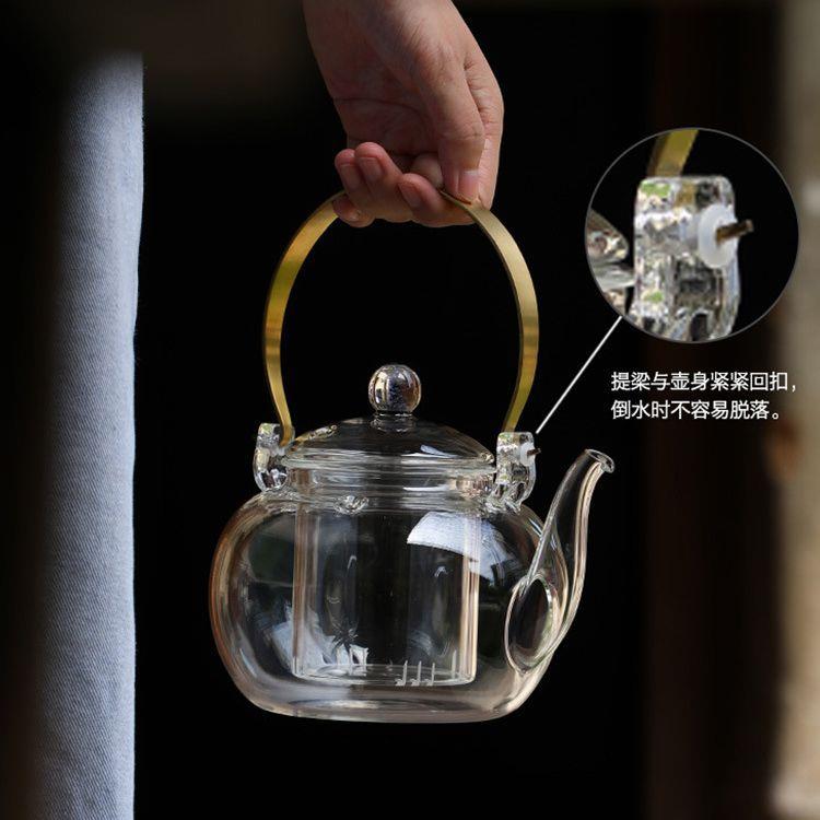 大岸堂星空耐热玻璃提梁壶透明电陶炉蒸煮茶壶家用泡茶烧水壶单壶