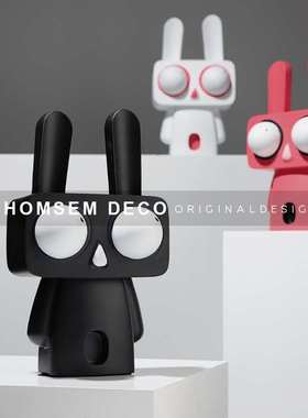 从上创意呆萌可爱兔子儿童房摆件卧室客厅玄关公寓桌面雕塑装饰品