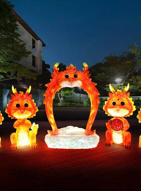 2024新年肖卡通生节龙玻楼璃钢雕塑摆件售部景区春商818红龙场美