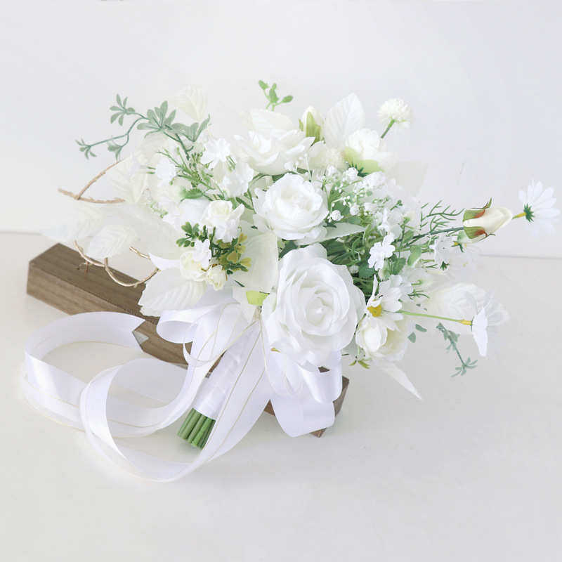 森系婚礼新娘手捧花仿真花家居装饰花束婚庆影楼拍照道具外销