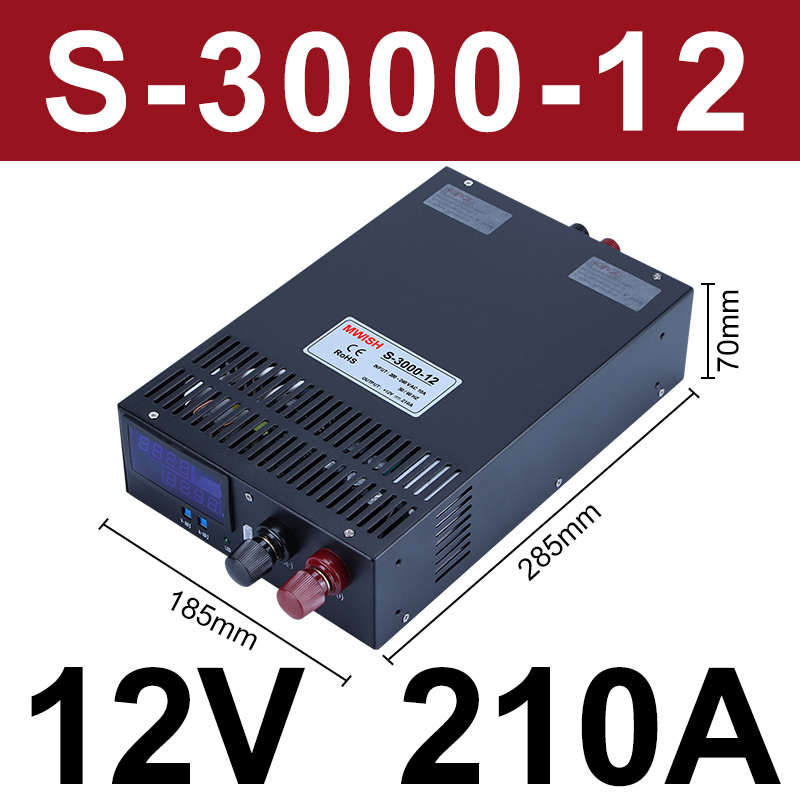 深圳明伟S-3000W-24V125A大功率开关电源12V210A供电36V/48V电机