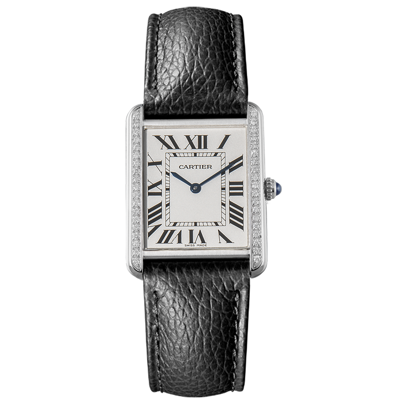 [9.8新]卡地亚坦克系列精钢石英手表男表WSTA0028后镶钻