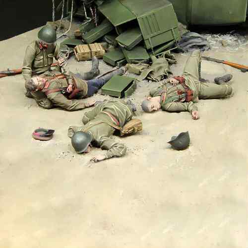1/35 二战士兵 4人不带场景树脂模型现货兵人 军事题材 白模-392J