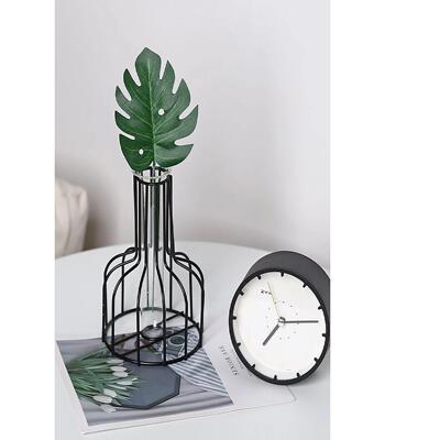 A creative living room flower arrangement with a hydroponic