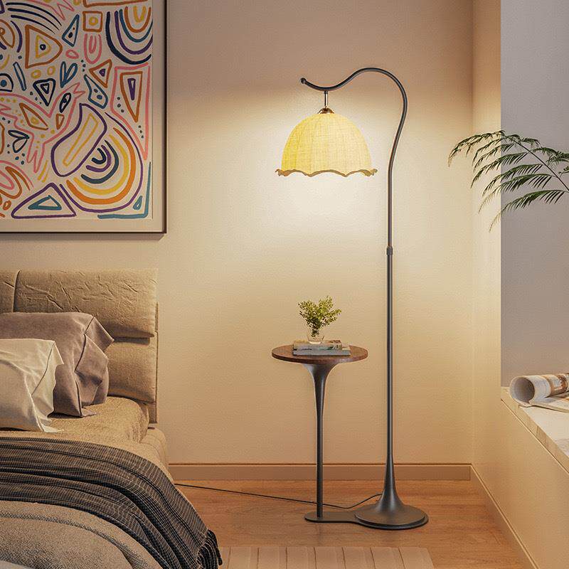 法式中古风落地灯客厅沙发旁卧室床头氛围高级感复古置物架落地灯