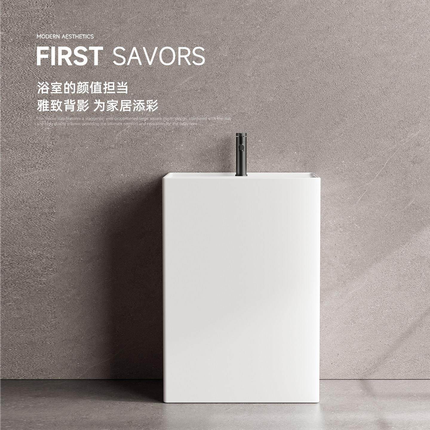 现代简约陶瓷立柱盆大小号方形台盆洗手盆单孔阳台卫生间洗脸盆