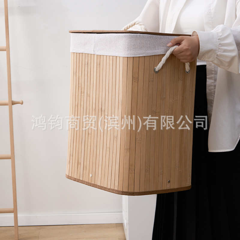 竹洗衣篮脏衣篓竹编折叠编织衣服收纳桶批发