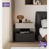 纯实木床头柜胡收桃中古风灯一体悬浮木YMO式 纳带柜子