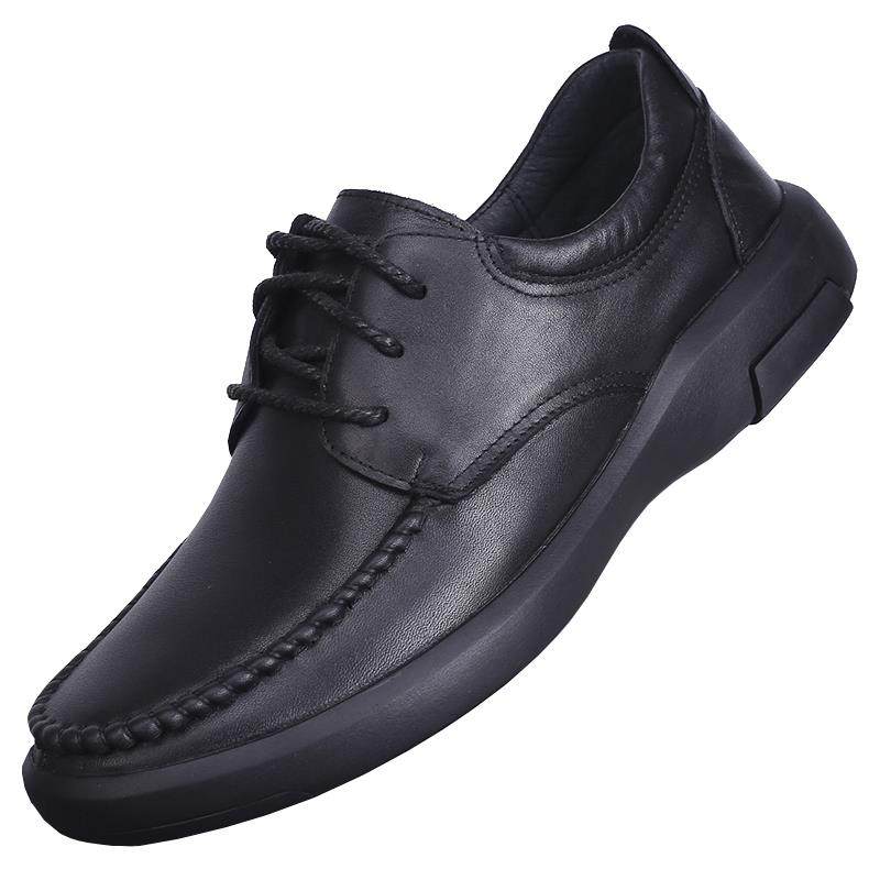 高档春2024秋新款外贸男鞋真皮软带商务休闲皮鞋男士系头层牛皮底