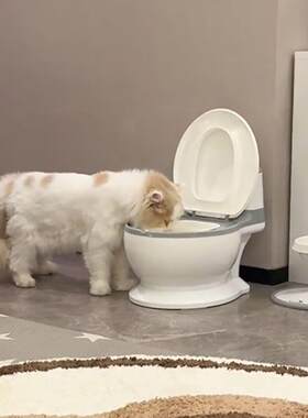 创意马桶猫碗大口径不易打翻宠物盆饮水器大容量仿真坐便器喝水