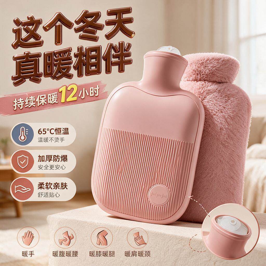热水袋被窝专用暖注水式毛绒暖手宝暖脚硅胶暖手袋暖宝宝冬天