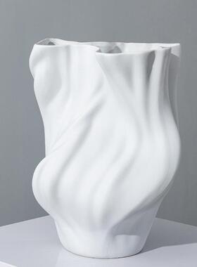 艺贝子北欧现代简约黑白色陶瓷花器插花摆件客厅玄关装饰品花瓶