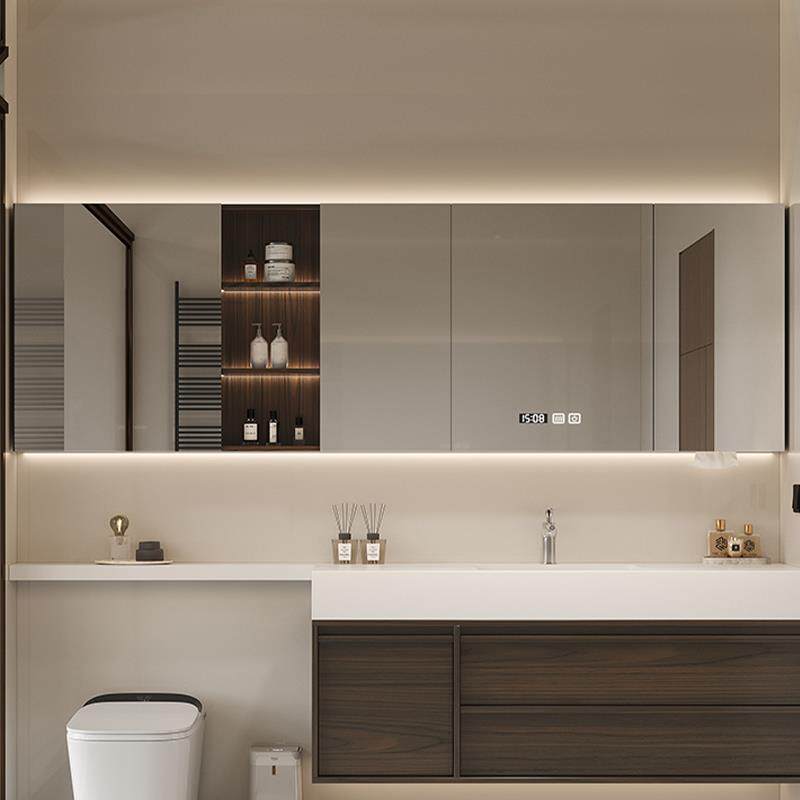 定制浴室智能镜柜单独化妆室挂墙式除雾收纳卫浴实木镜子柜加长高