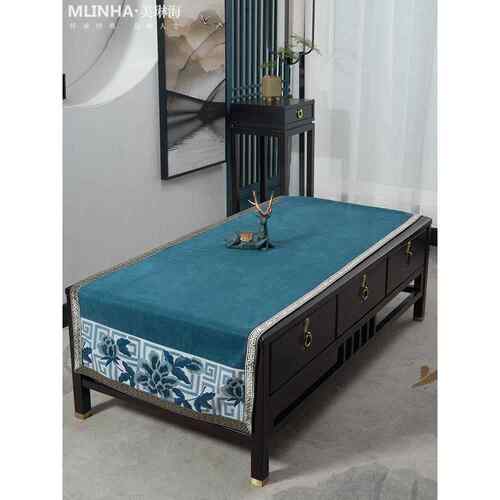 新中国风咖啡桌桌布套棉麻纯色织物客厅家居桌布矩形茶几桌旗定制