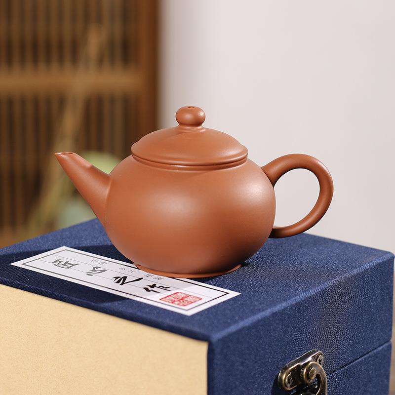 潮州原矿鸡蛋黄纯手工水平壶手拉壶三杯陈树煌手作工夫茶家用朱泥