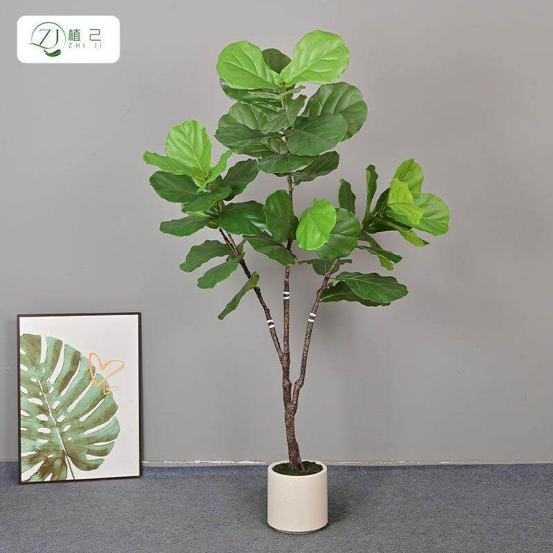 仿真植物琴叶榕装饰 北欧假绿植盆栽摆件室内家居商场装饰琴叶榕