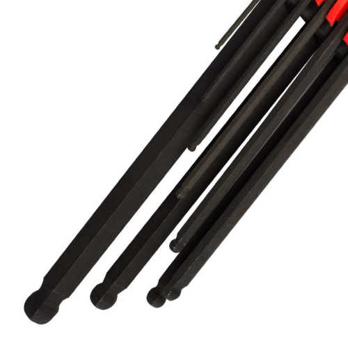 捷科BL-B9特长球头内六角扳手套装合金钢染黑公制9件套1.5-10mm