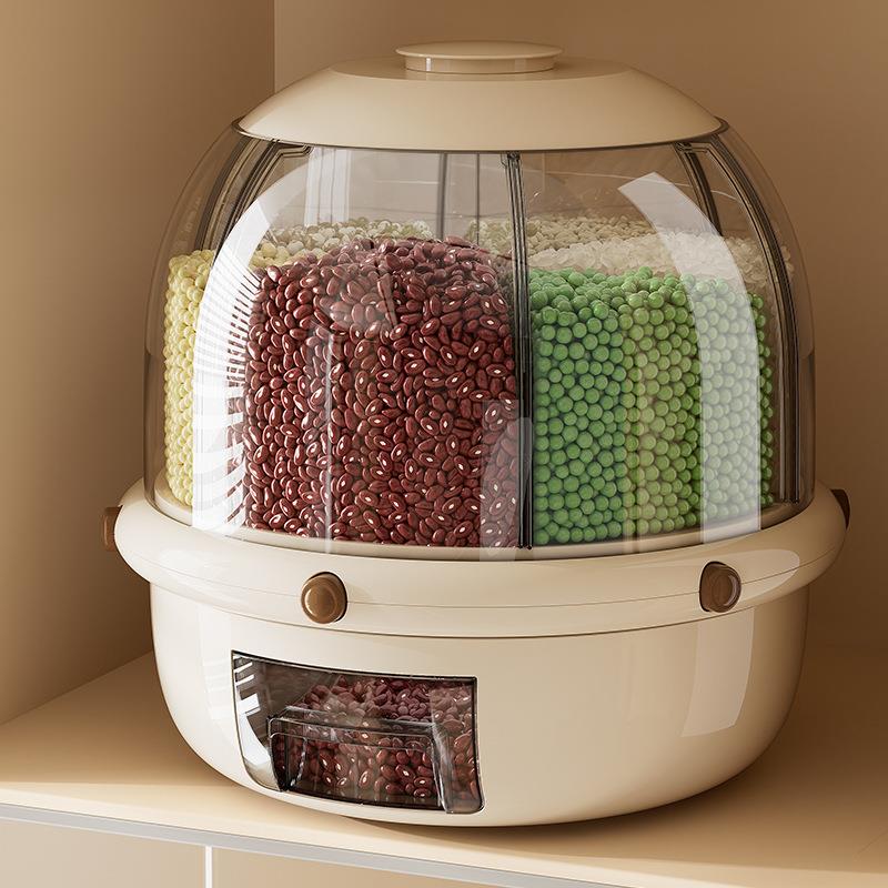 家用房米罐储HOB厨米桶双层转米桶杂粮桶按压出米格杂粮旋罐分收