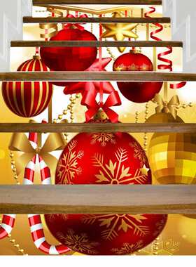 圣诞节新款居家装饰3D楼梯贴纸自粘高清台阶地贴可移墙贴LT048