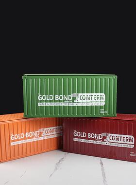 仿真集装箱收纳盒铁皮手工艺品桌面橱窗柜盒子装饰品房间创意摆件