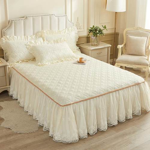 件V蕾45O纯F768HMSJ棉夹棉床裙单件100床罩三套加厚丝花8边1.床围