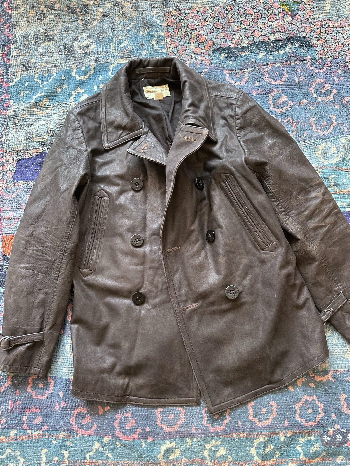 RRL 740 Brown Leather Peacoat