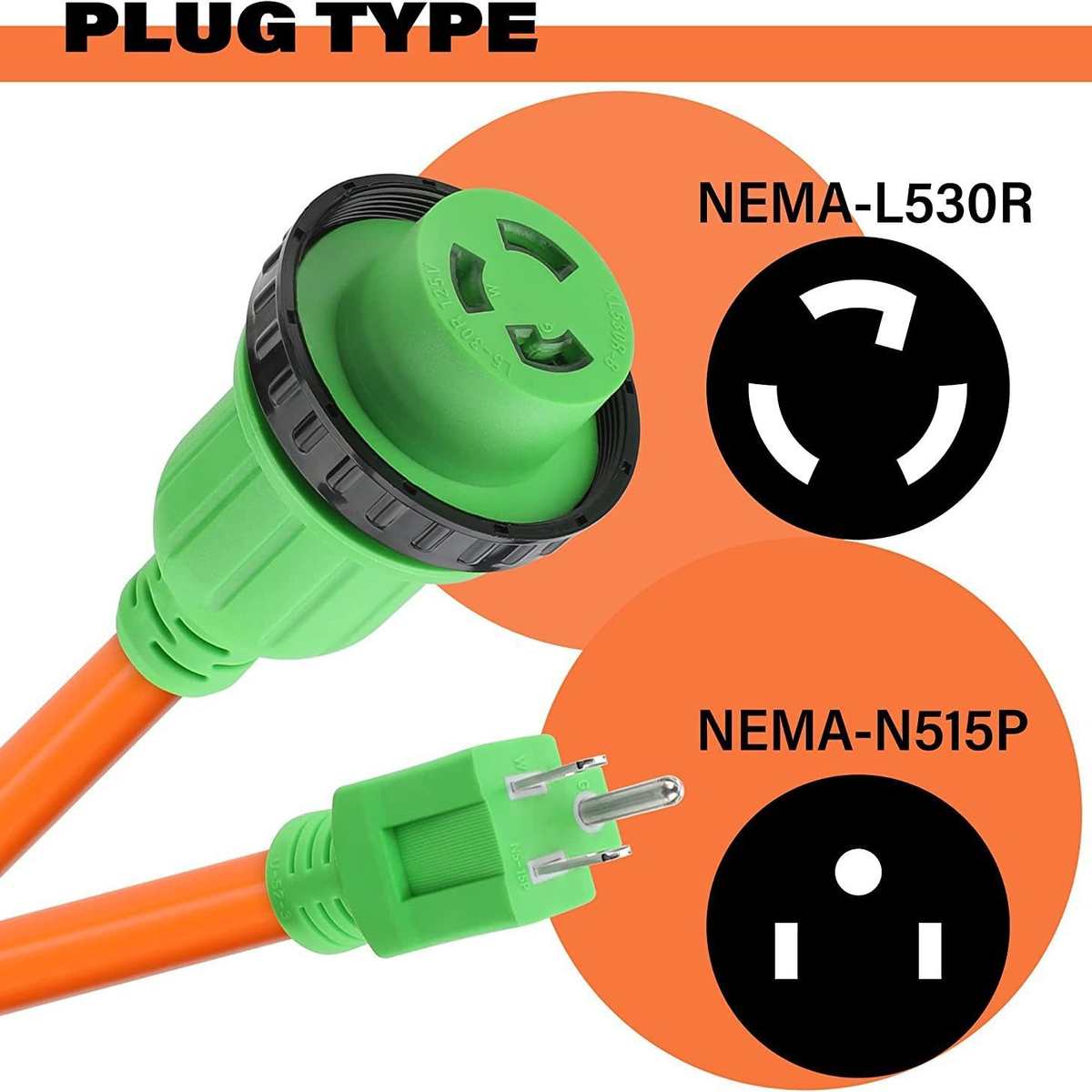美规转接线NEMA5-15P转L5-30P带螺纹房车转换线RV游艇电源适配器