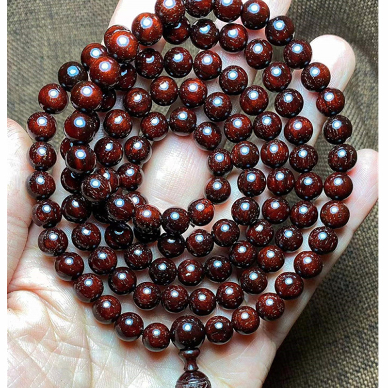 【附鉴定证书】印度小叶紫檀佛珠文玩手串0.8满金星源头好货p