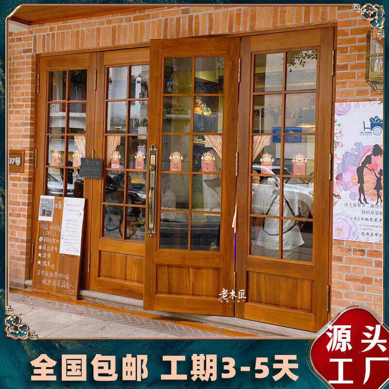实木门窗定制覆古门原木门民宿上下折叠窗折叠门店铺门玻璃门连窗