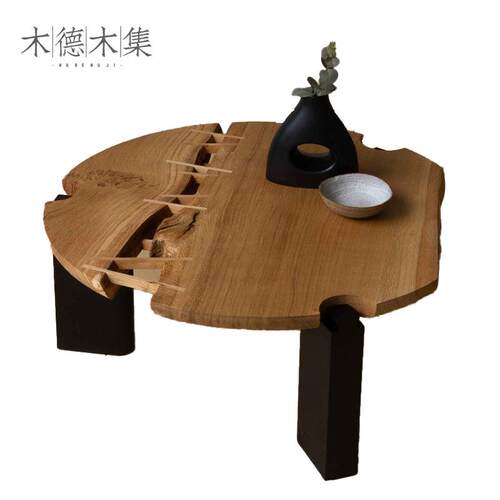 复古侘寂风实木设计师民宿专用客厅创意小茶几休闲咖啡桌