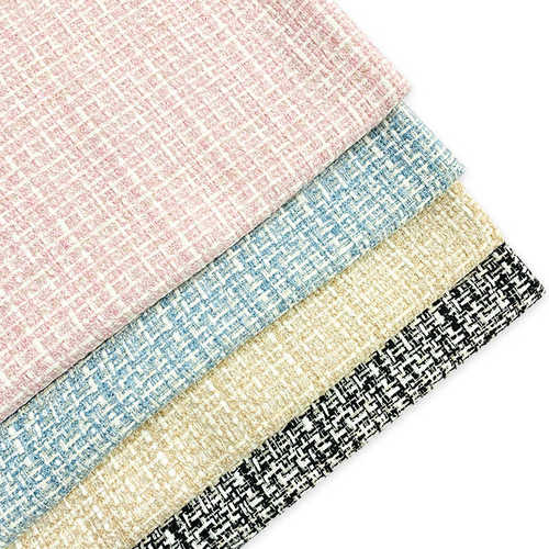 厂家直销爆款小香风格子毛呢箱包呢料面料秋冬粗纺粗花呢料