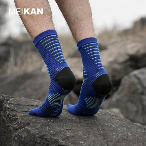 MEIKAN专业运动跑步五指袜中筒男coolmax速干户外压缩马拉松袜子