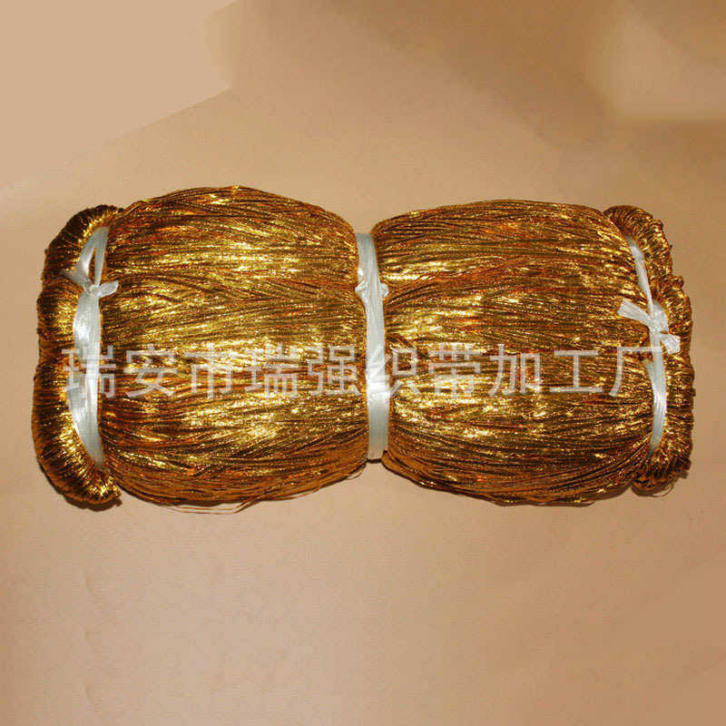 厂家批发3厘金扁吊牌线纸金银捆绑金丝绳 金丝涤纶绳