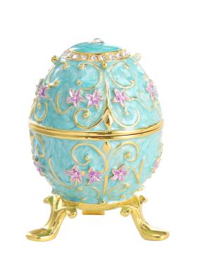 奢华精美彩蛋欧式首饰盒滴油金属工艺品鸡蛋珠宝盒花朵鸡蛋装饰盒