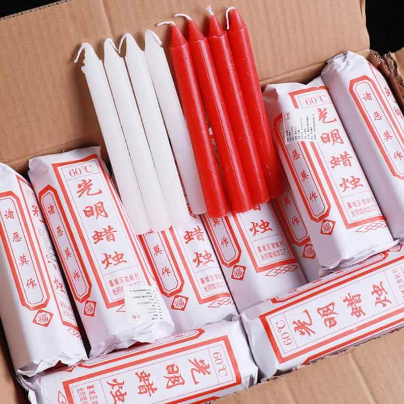 红白蜡烛家用无烟无味应急防灾停电照明腊 烛粗耐烧长杆无烟