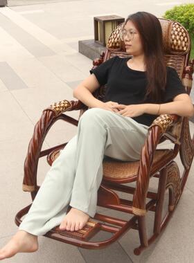 天然真躺藤藤编家用背摇摇椅躺椅靠椅午椅休闲椅家用老XCS睡人逍