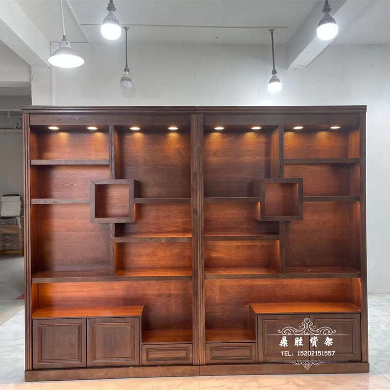 复古实木珠宝包包玉器古董佛像茶叶柜茶具柜烟酒饰品柜货架展示柜