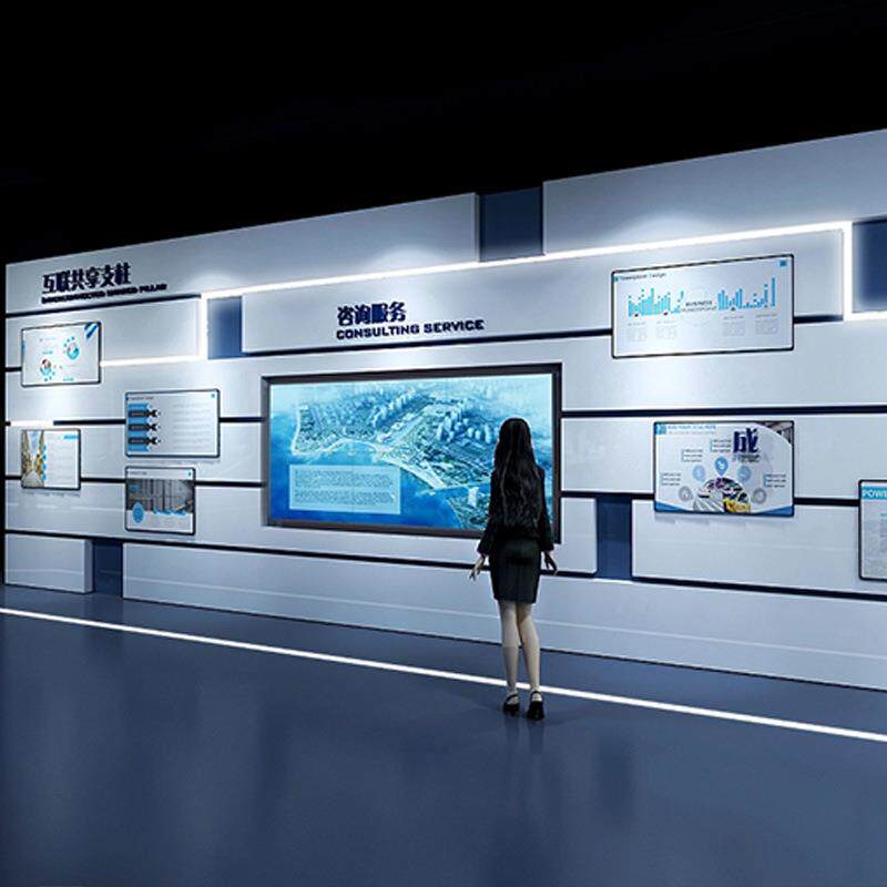 全息科技感数字展厅展示柜多媒体数字化展厅公司产品展柜台全息屏