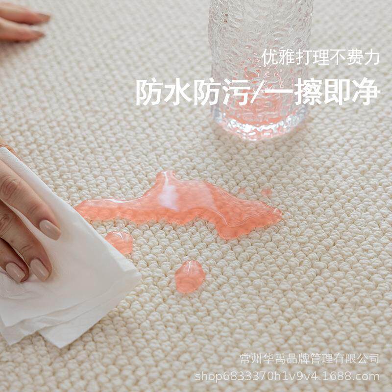 纯色奶油风客厅地毯免洗可擦防水防污菠萝圈卧室沙发茶几毯家用