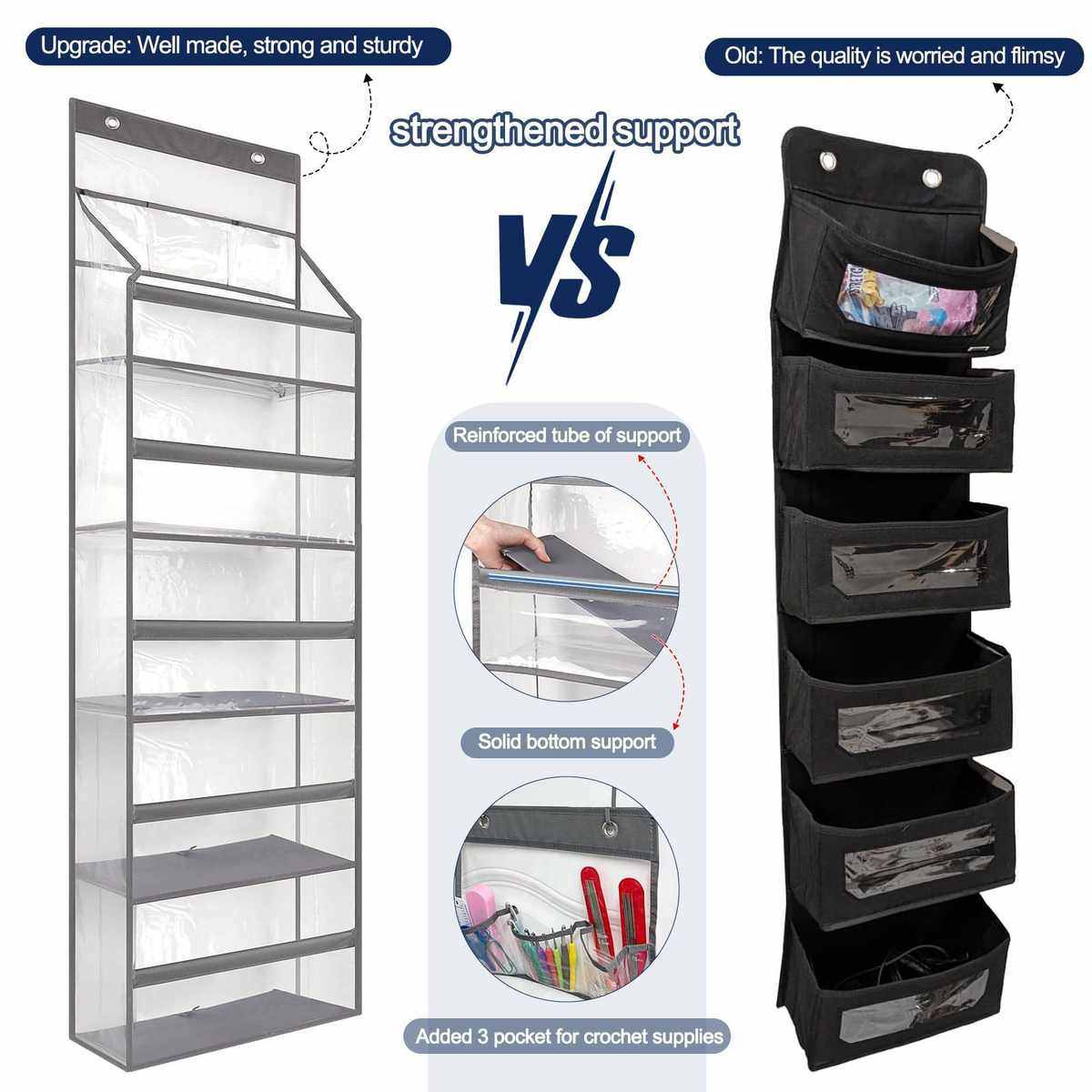 透明PVC门后储物挂袋纱线棒针毛线多层壁挂杂物整理收纳挂袋,收纳整理,其他收纳袋,淘宝优惠券,粉丝福利购,淘宝优惠卷