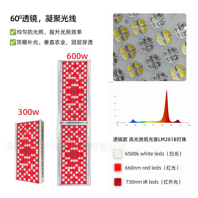 西红柿草莓补光灯专用全光PQHwl长w透谱镜款ed植物灯顶棚生灯