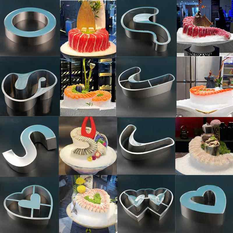 刺身姿造牛肉模具装饰品不锈钢模具j形心形s形三文鱼摆盘冰柱模具