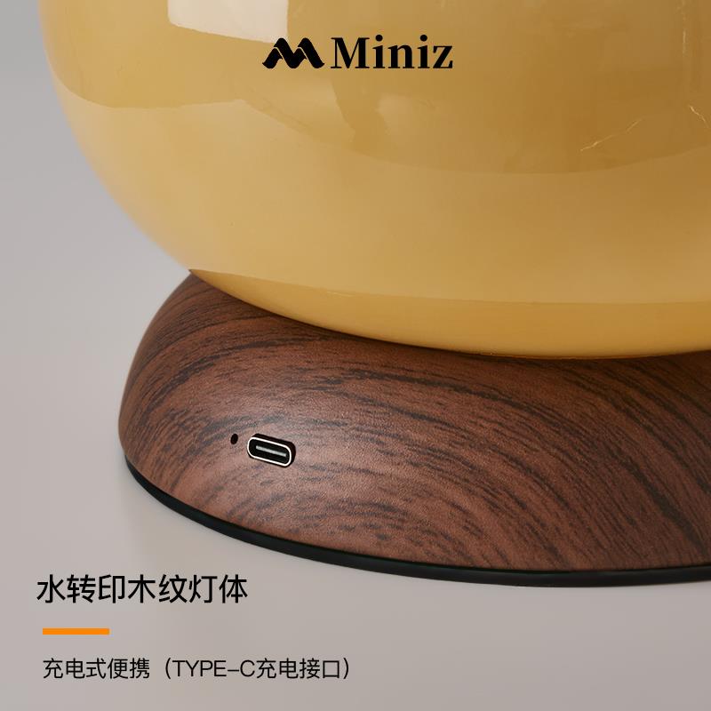中古法式奶油风梨子卧室床头护眼台灯充电式触摸氛围小夜灯葫芦灯