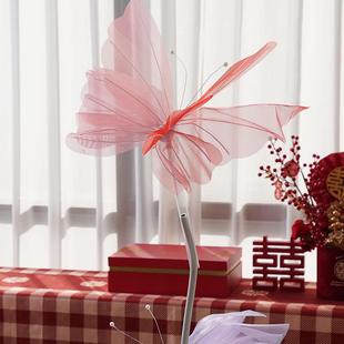 饰品 吾家婚品婚房布置蝴蝶珍珠幻彩立体纱花路引立柱真丝花婚礼装