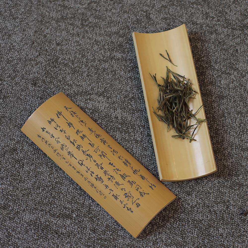 精品竹雕茶则 玉竹镜面打磨手工雕刻 茶道配件赏茶荷 臂搁把玩件